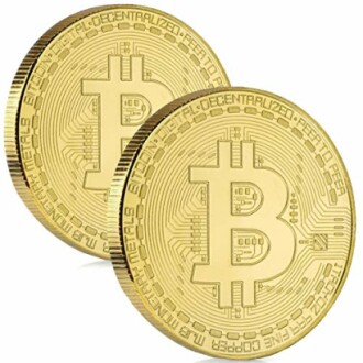 Twee gouden Bitcoin-munten