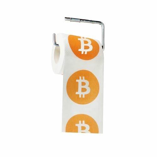 Toiletpapier met Bitcoin-logo's.