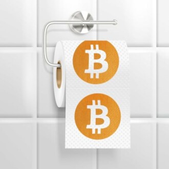 Toiletpapier met Bitcoin-logo