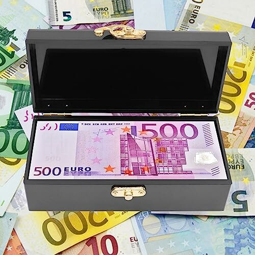 Euro bankbiljetten in een doos.