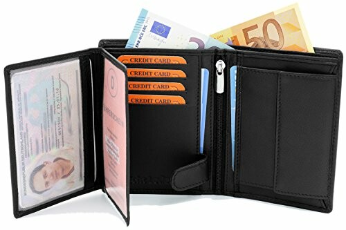 Open zwarte portemonnee met geld, creditcards en identiteitsbewijs.